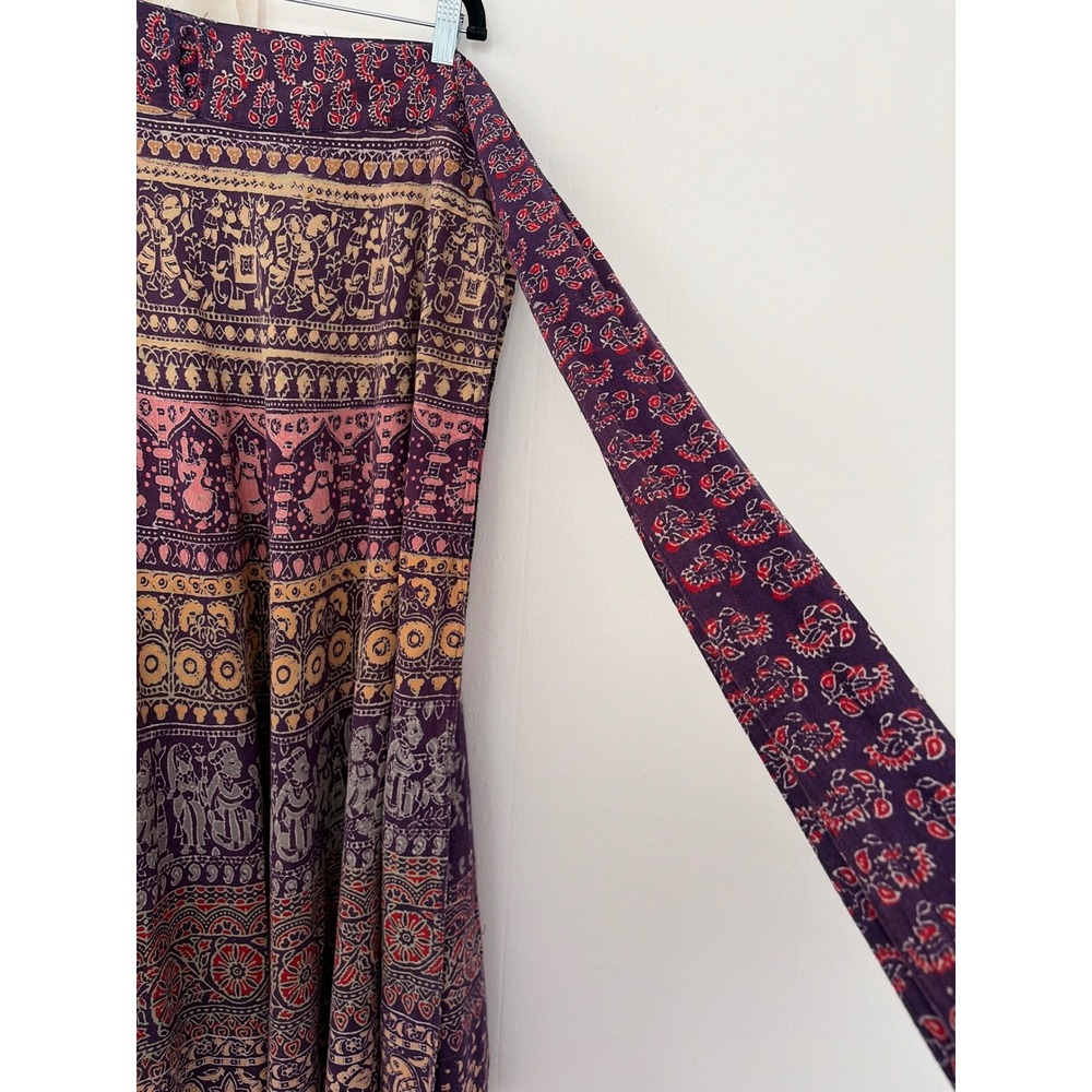 Jamsons Wrap Skirt Womens 38 Waist Purple Hippie Pirate Patchwork Maxi Cotton - Picture 2 of 6